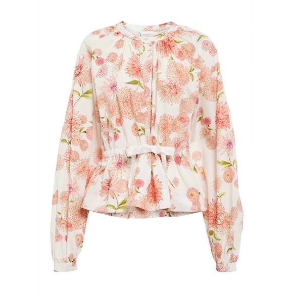 NEW GIAMBATTISTA VALLI women's dahlia poplin waist tie blouse in ivory - Picture 1 of 3